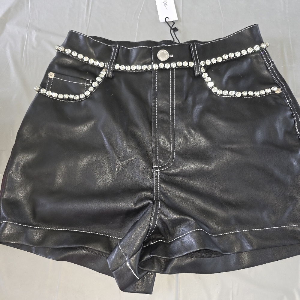 Nasty Gal Black High Waist Embellished Shorts